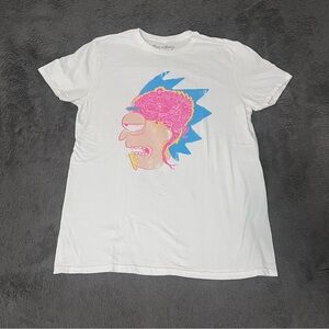 Rick and Morty Graphic Brain Tee White Short Sleeve Adult Medium